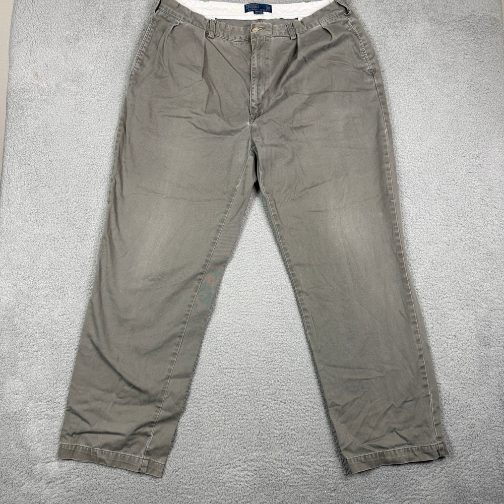 Polo Ralph Lauren‎ Andrew Pant Mens 40x32 Khaki Pleated Cotton Casual Chinos